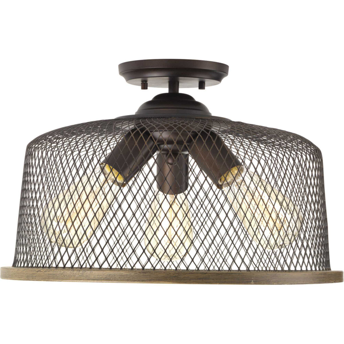 Biarritz 3 Light 16 inch Antique Bronze Semi-Flush Mount Ceiling Light