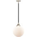 Nouveau 2 Beacon 1 Light 10 inch Black Polished Nickel Mini Pendant Ceiling Light in Incandescent, Matte White