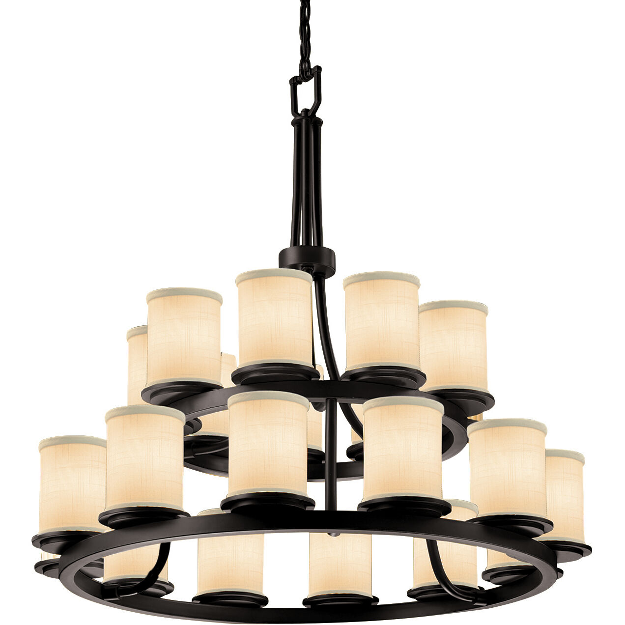 Textile 21 Light 33 inch Matte Black Chandelier Ceiling Light in Cream, Incandescent