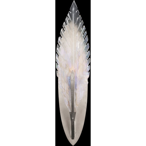 Plume Wall Sconce Wall Light in Silver, Dichroic Feathers Studio Glass