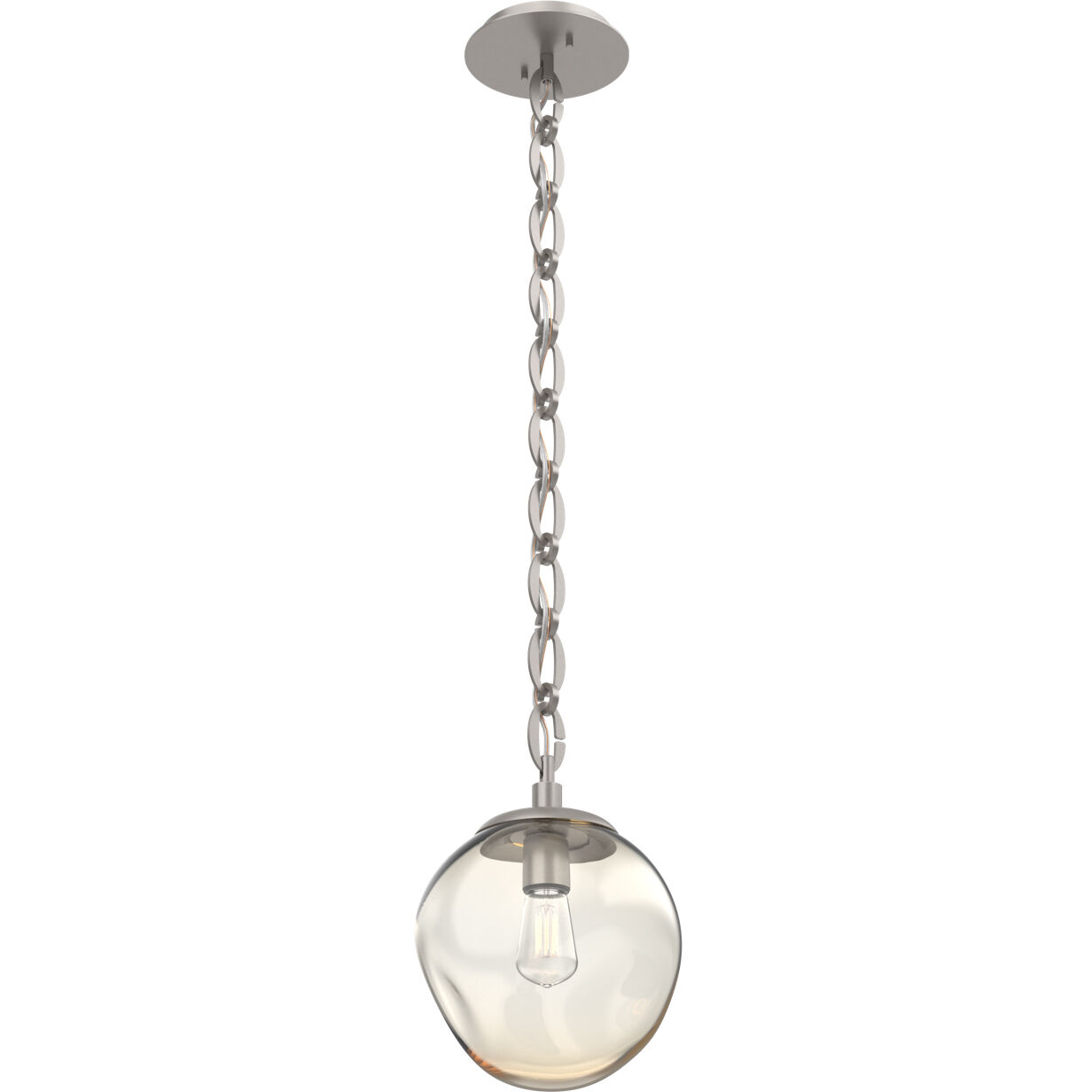 Aster 1 Light 9.7 inch Beige Silver Pendant Ceiling Light in Amber, Oval Chain