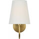 Amber Lewis Lyndsie LED 6 inch Hand-Rubbed Antique Brass Cordless Sconce Wall Light in Linen, Small