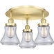 Bellmont 3 Light 17.75 inch Satin Gold Flush Mount Ceiling Light in Clear