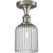 Bridal Veil 1 Light 5 inch Satin Nickel Semi-Flush Mount Ceiling Light in Light Smoke Glass