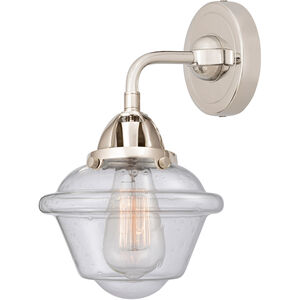 Nouveau 2 Small Oxford LED 8 inch Polished Nickel Sconce Wall Light in Seedy Glass