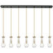 Owego 7 Light 47.5 inch Champagne Bronze Linear Pendant Ceiling Light in Seedy Glass
