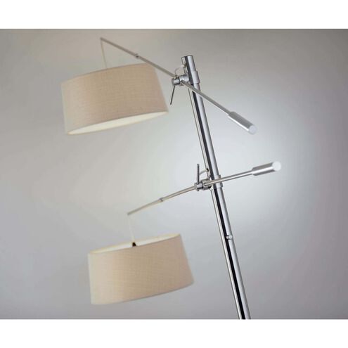 Manhattan 78 inch 150.00 watt Brushed Steel and White Marble Two-Arm Arc Floor Lamp Portable Light