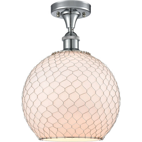 Ballston Large Farmhouse Chicken Wire 1 Light 10 inch Polished Chrome Semi-Flush Mount Ceiling Light, Ballston