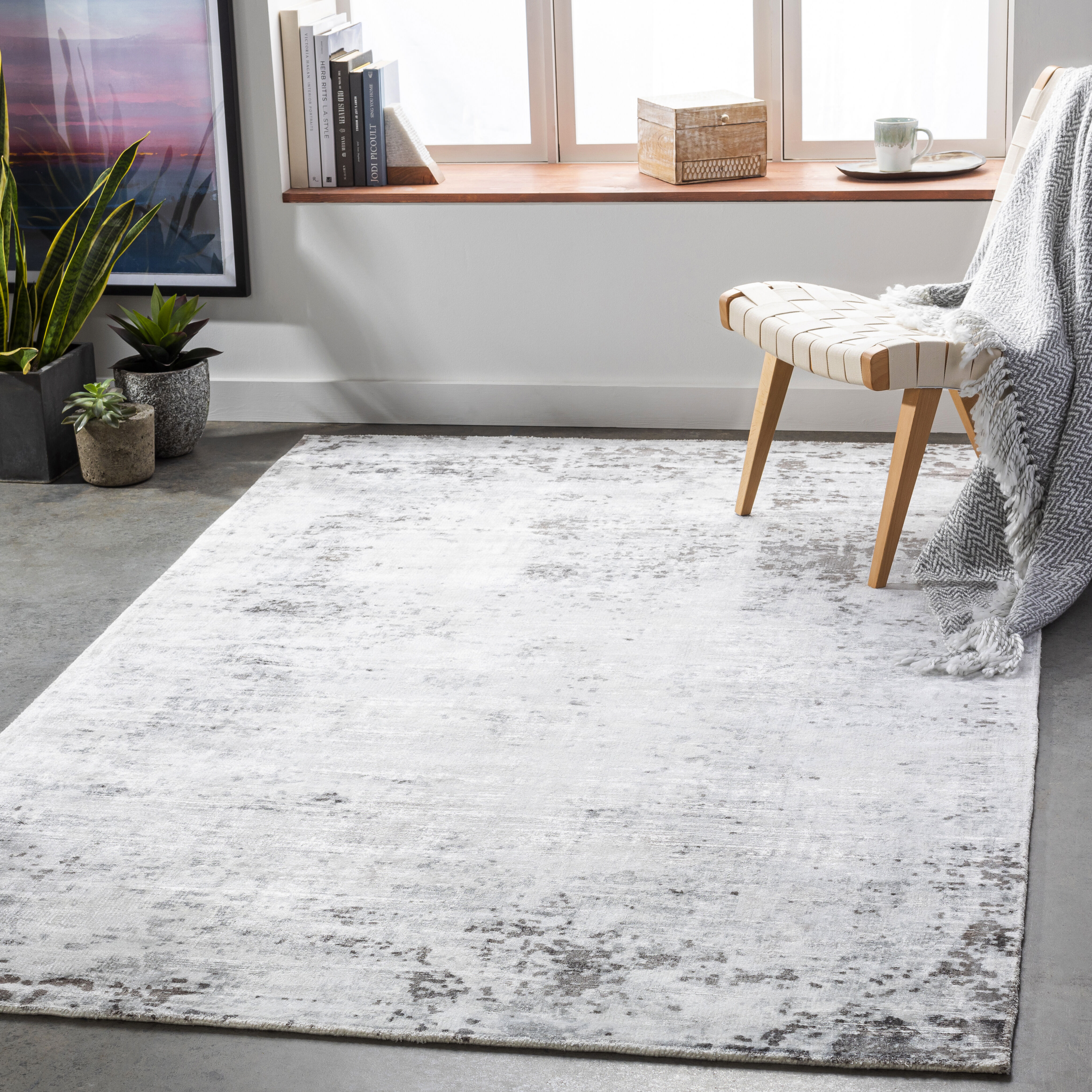 Park Avenue 90 X 60 inch Light Gray Rug in 5 x 8, Rectangle