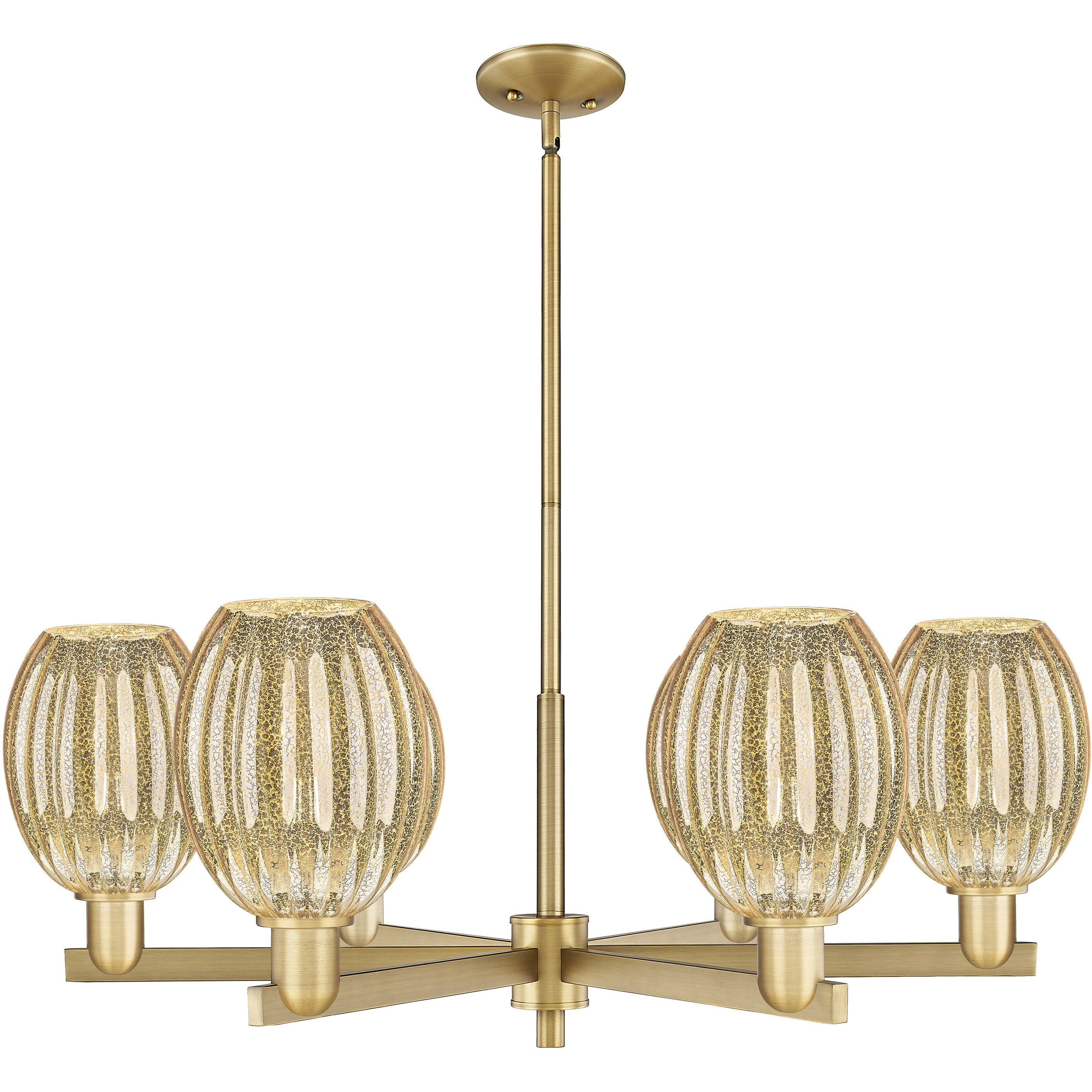 Preston 6 Light 23.88 inch Brushed Brass Chandelier Ceiling Light in Mercury Glass