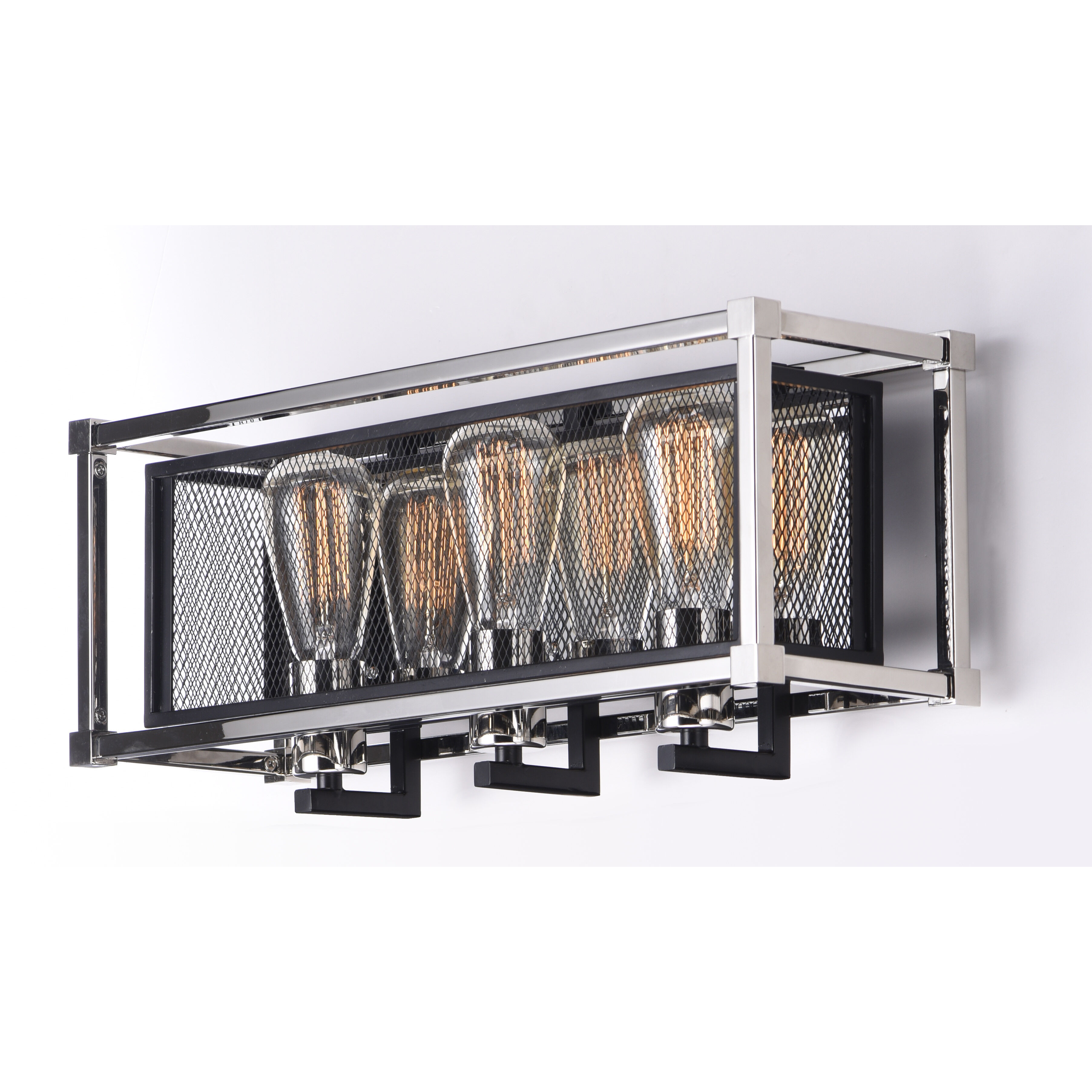 Refine 3 Light 20.5 inch Black/Polished Nickel Bath Vanity Wall Light