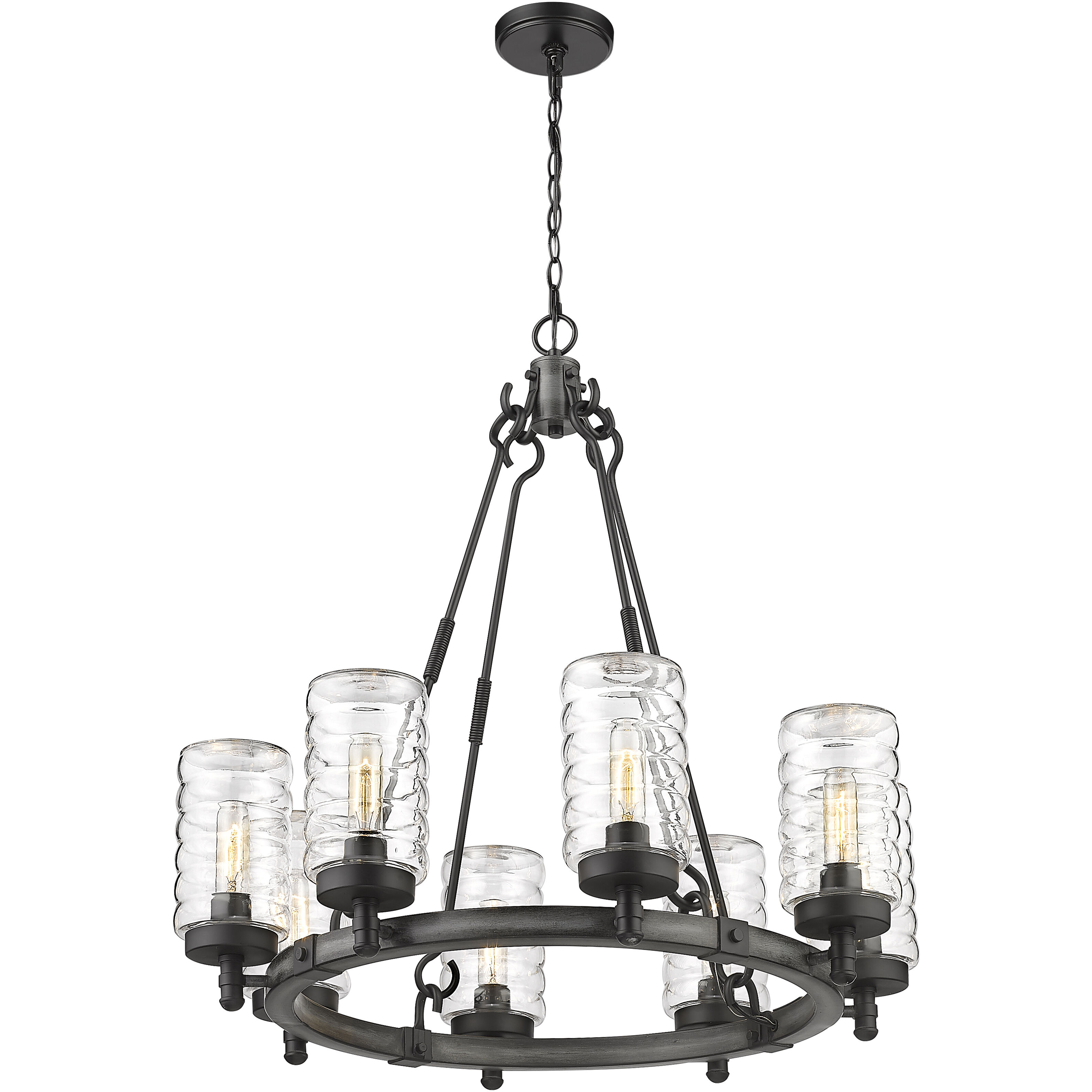 Tahoe 8 Light 29 inch Ashen Barnboard Outdoor Chandelier