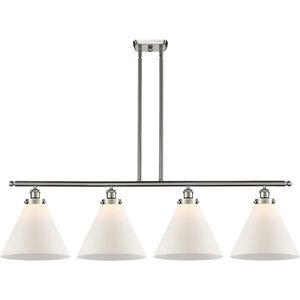 Ballston X-Large Cone LED 48 inch Brushed Satin Nickel Island Light Ceiling Light in Matte White Glass
