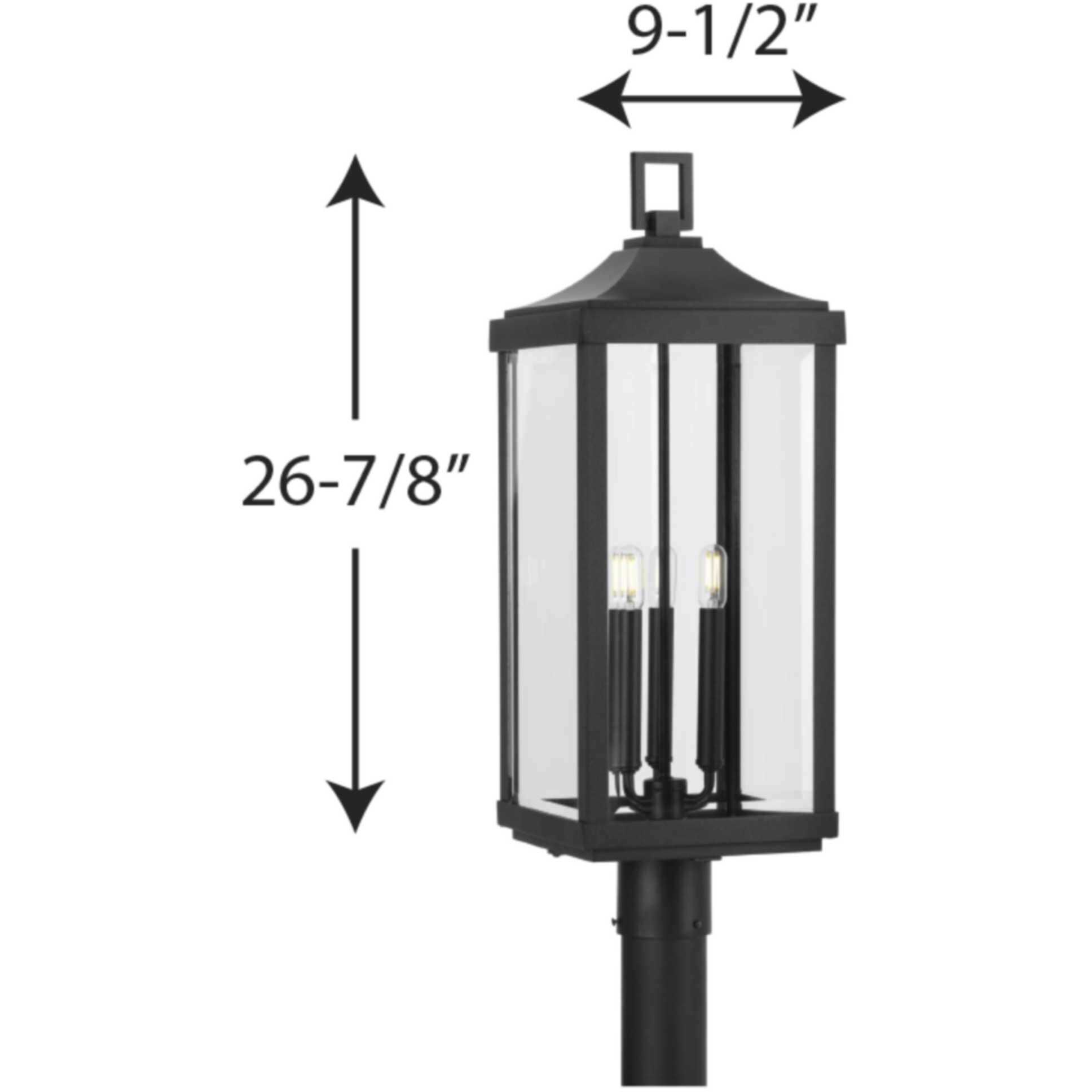 Gibbes Street 3 Light 27 inch Textured Black Outdoor Post Lantern, Design Series