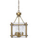 Glenn 4 Light 14 inch Antique Brass Chandelier Ceiling Light, Small
