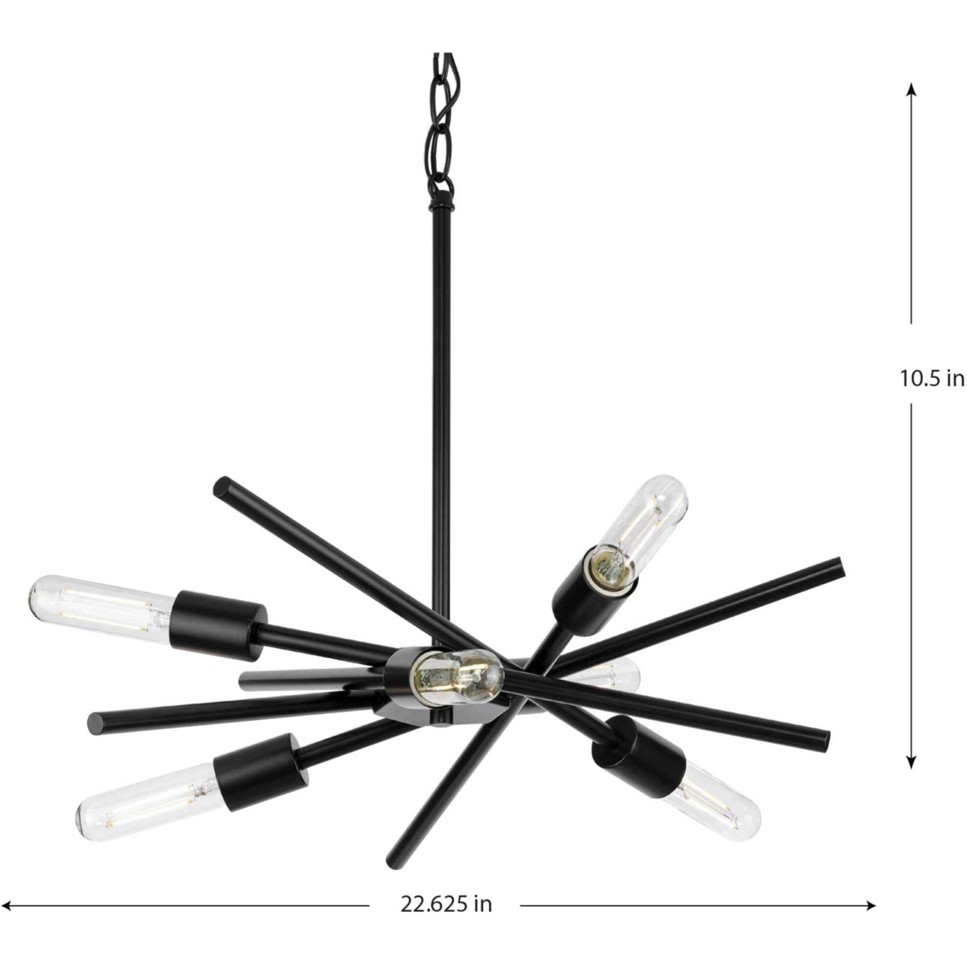 Astra 6 Light 22.57 inch Matte Black Chandelier Ceiling Light, Design Series