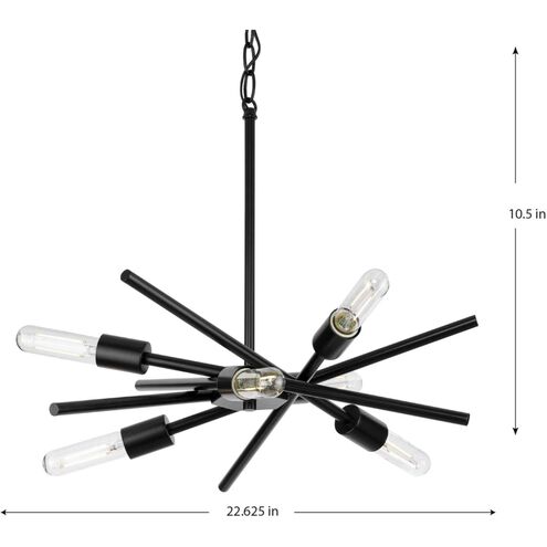 Astra 6 Light 22.57 inch Matte Black Chandelier Ceiling Light, Design Series