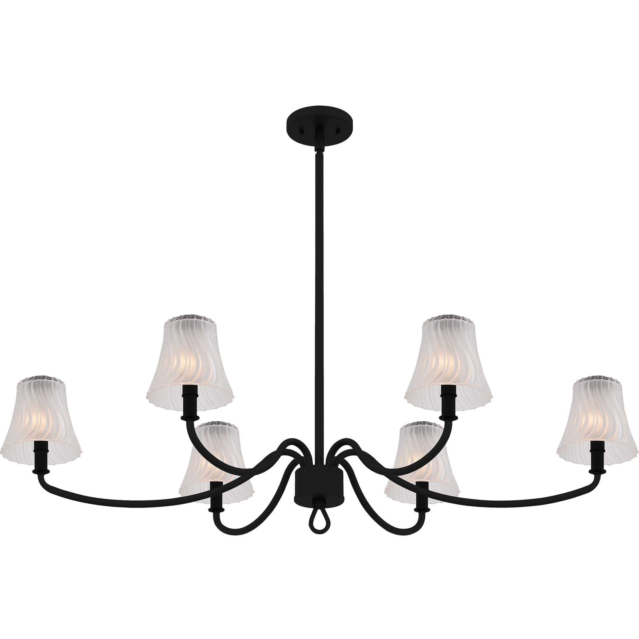 McKinney 6 Light 44 inch Matte Black Linear Chandelier Ceiling Light, Medium