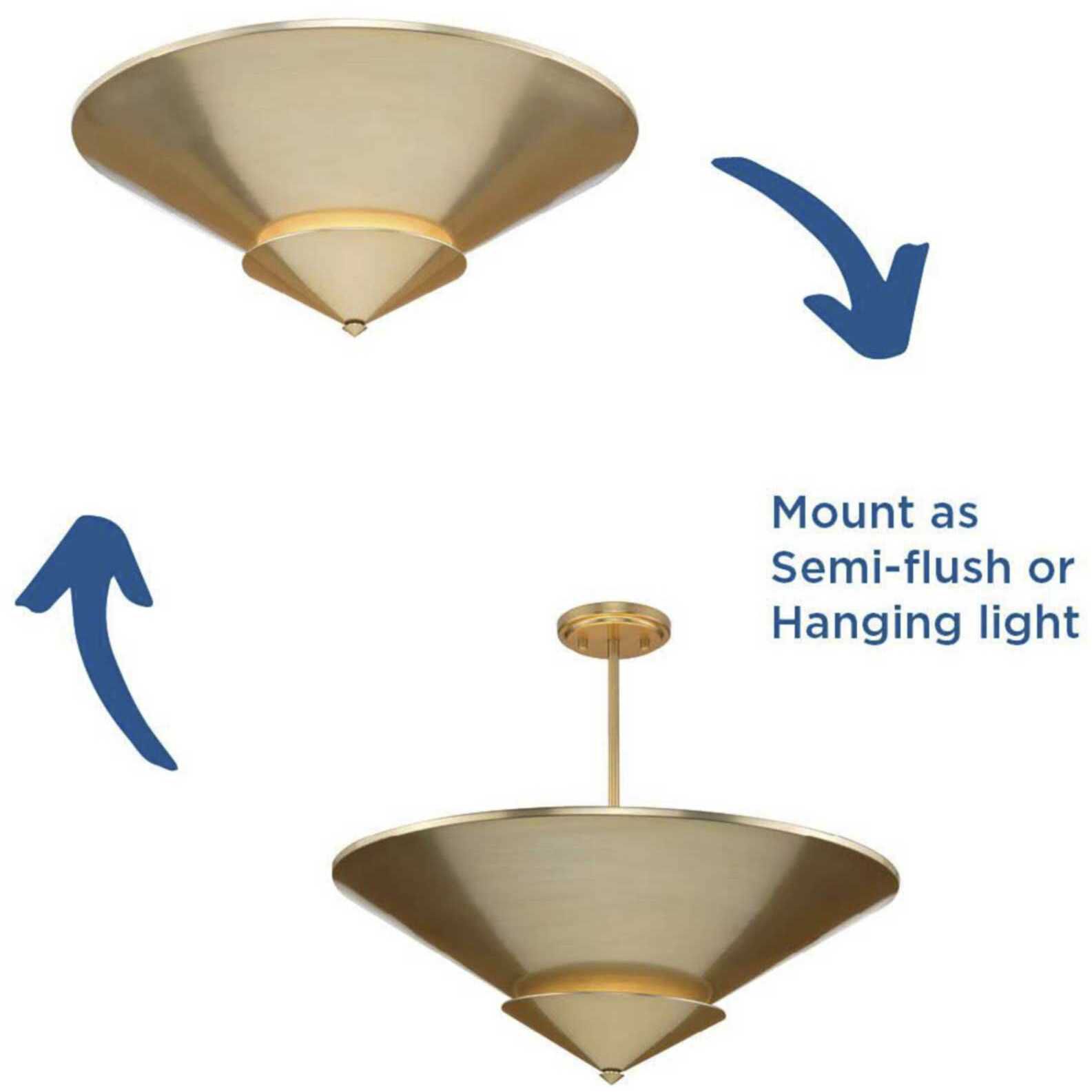 Pinellas 4 Light 25 inch Soft Gold Semi-Flush Mount Ceiling Light, Design Series