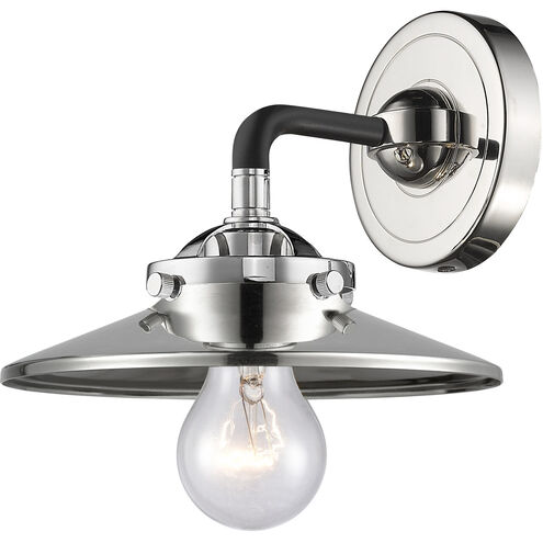 Nouveau Railroad 1 Light 8 inch Black Polished Nickel Sconce Wall Light, Nouveau