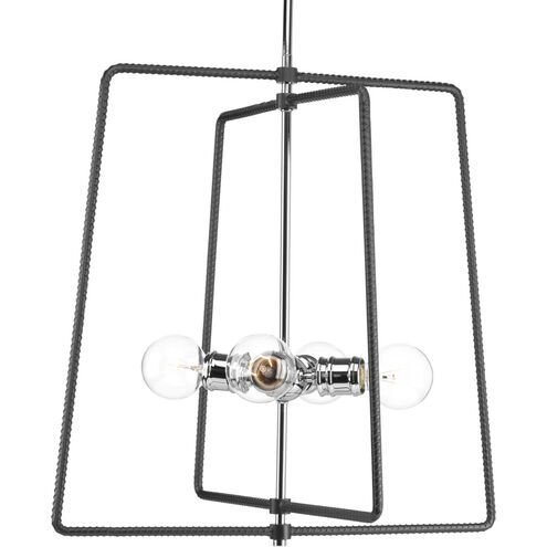Re-Bar 4 Light 21.88 inch Polished Chrome Pendant Ceiling Light, Design Series