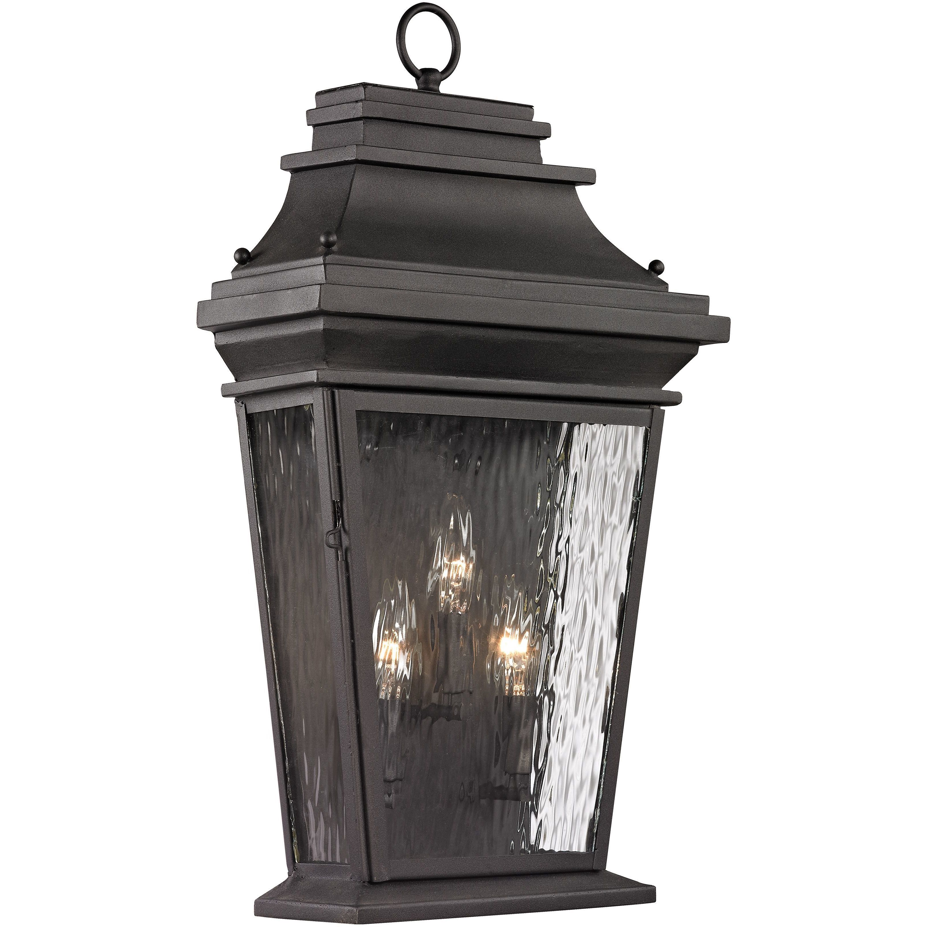 Forged Provincial 3 Light 22 inch Charcoal Outdoor Wall Sconce