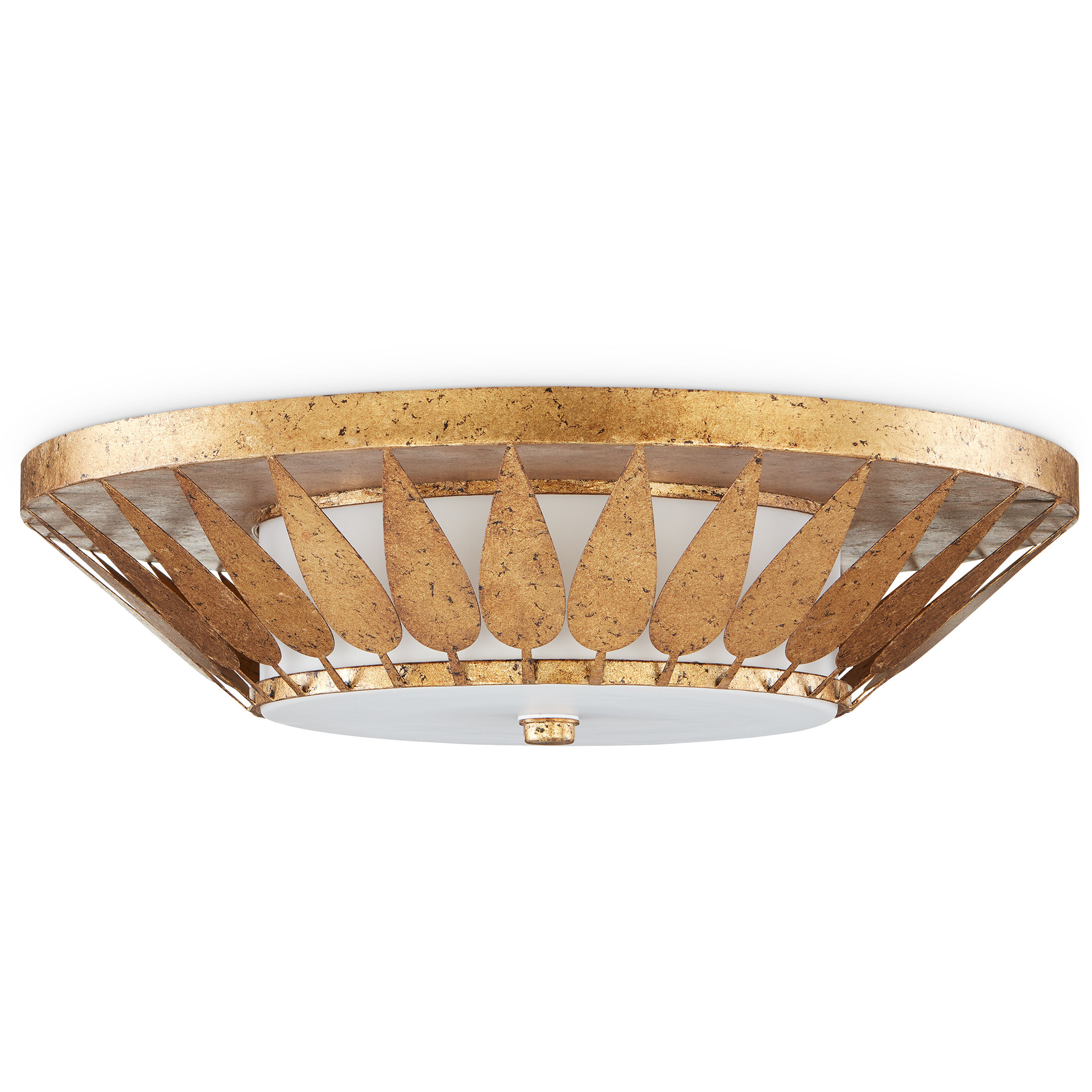 Floris 1 Light 22 inch New Gold Leaf/Milky Glass Flush Mount Ceiling Light