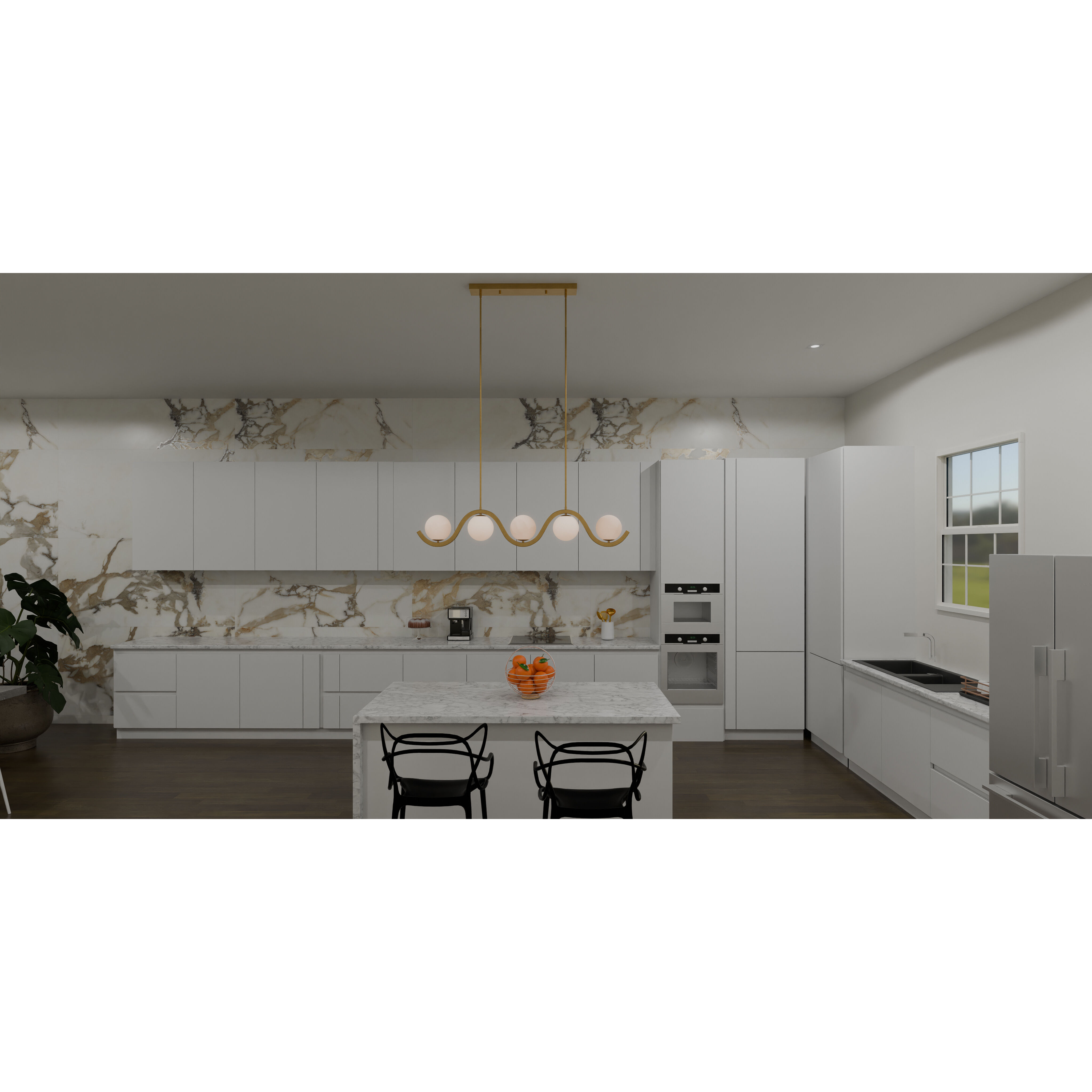 Spherical 5 Light 49 inch Aged Brass Island Light Ceiling Light, Large