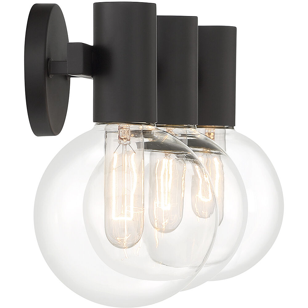 Wright 3 Light 25 inch Black Bathroom Vanity Light Wall Light