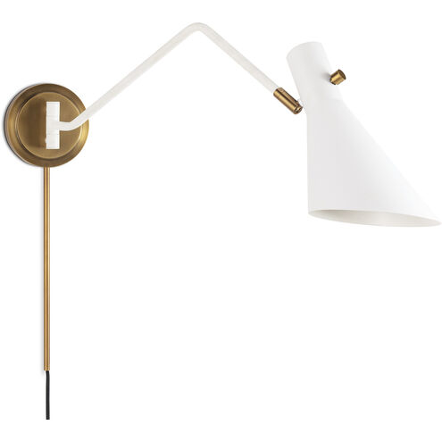Spyder 1 Light 5.75 inch White and Natural Brass Wall Sconce Wall Light, Single Arm