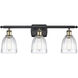 Ballston Brookfield 3 Light 26 inch Black Antique Brass Bath Vanity Light Wall Light in Clear Glass, Ballston