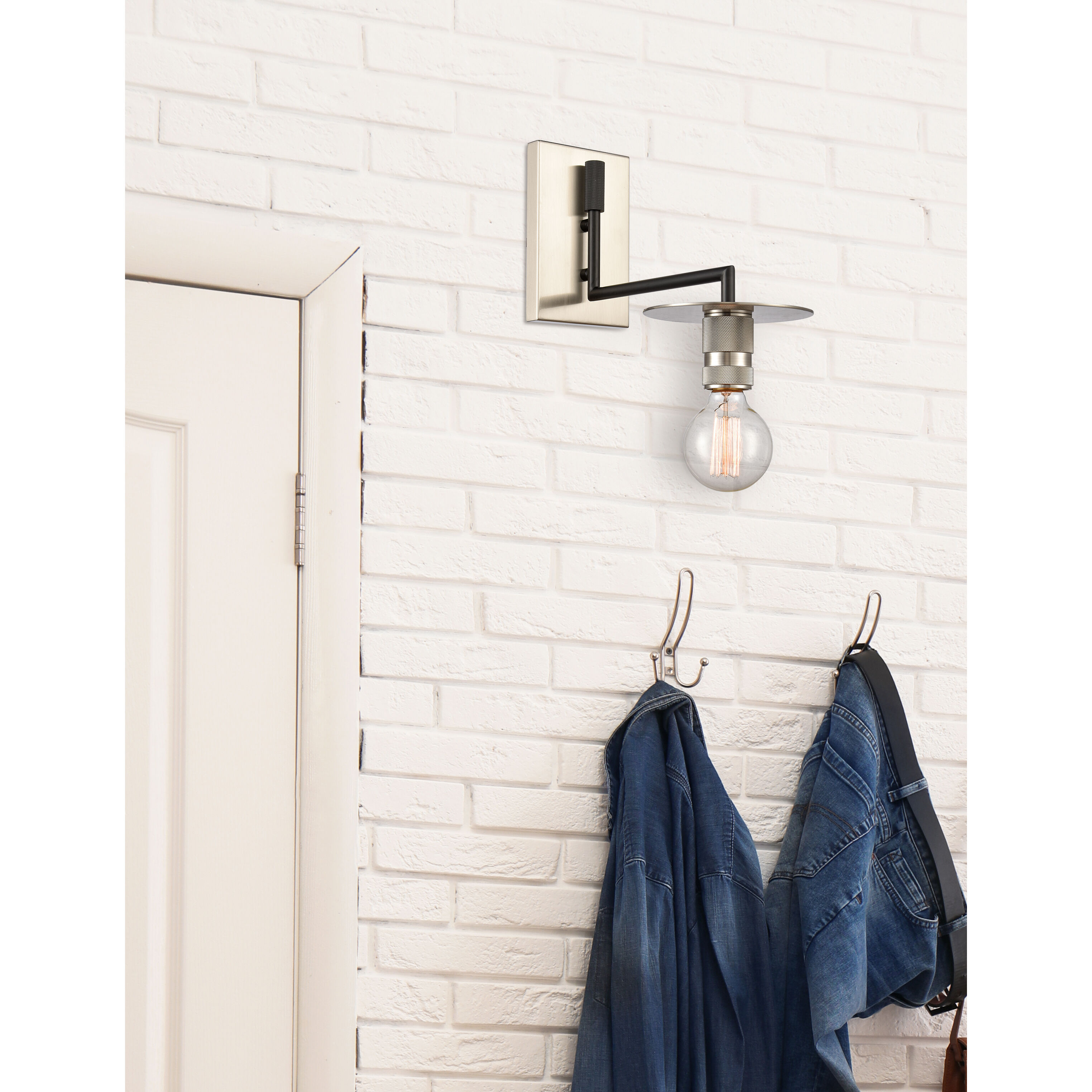 Restoration Aurora 1 Light 5.88 inch Brushed Satin Nickel Sconce Wall Light, Restoration