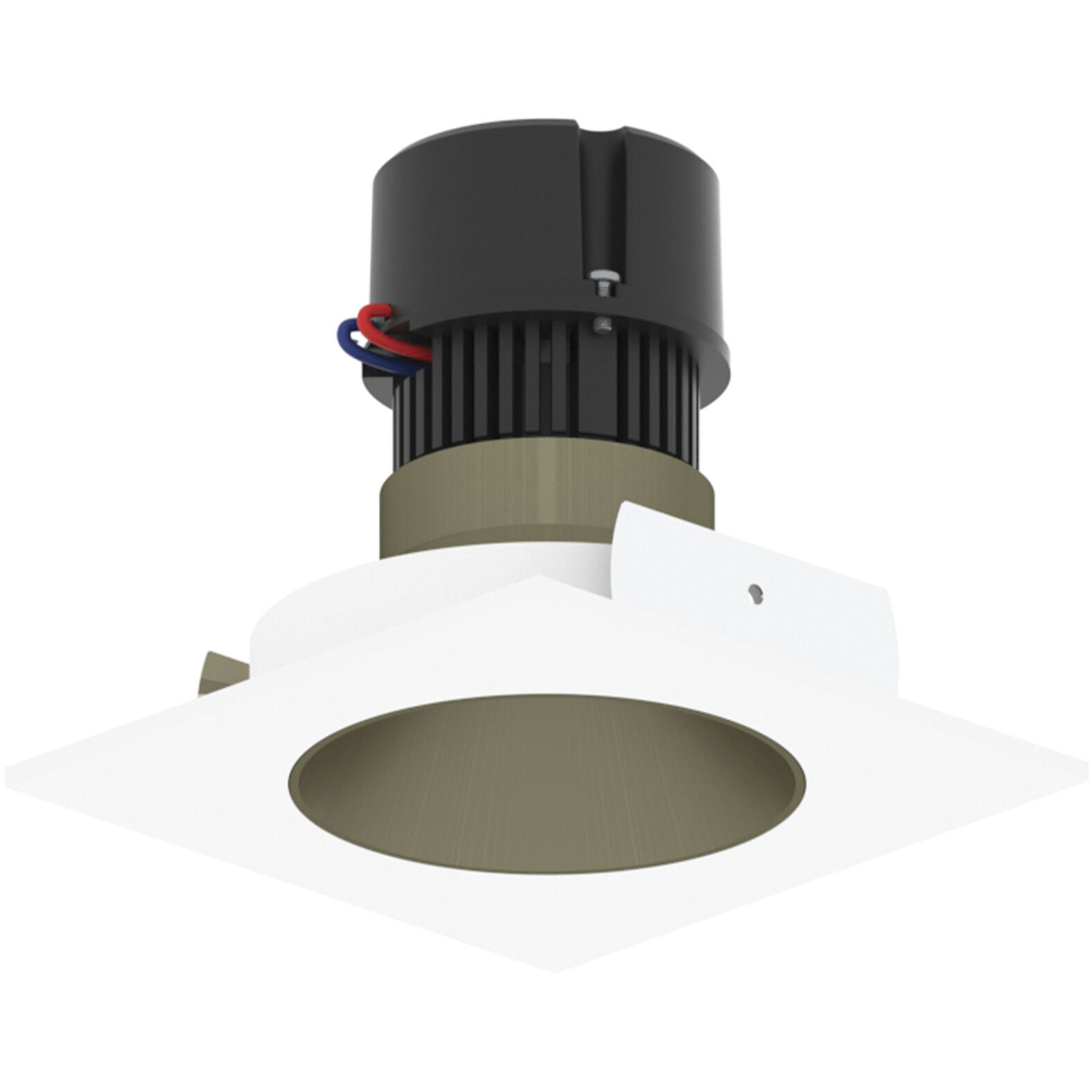 Pearl Champagne Haze Reflector / Bright White Flange LED Square Retrofit Reflector with Round Aperture in 3000K, Champagne Haze / Bright White, 4" Retrofit