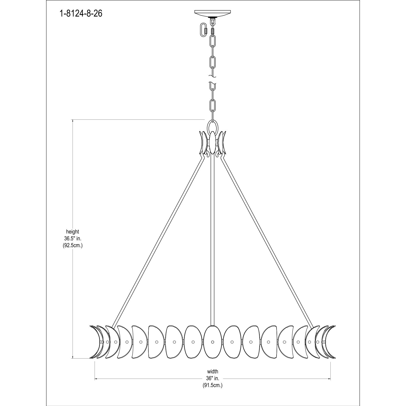 Monarch 8 Light 36 inch Champagne Mist with Coconut Shell Chandelier Ceiling Light