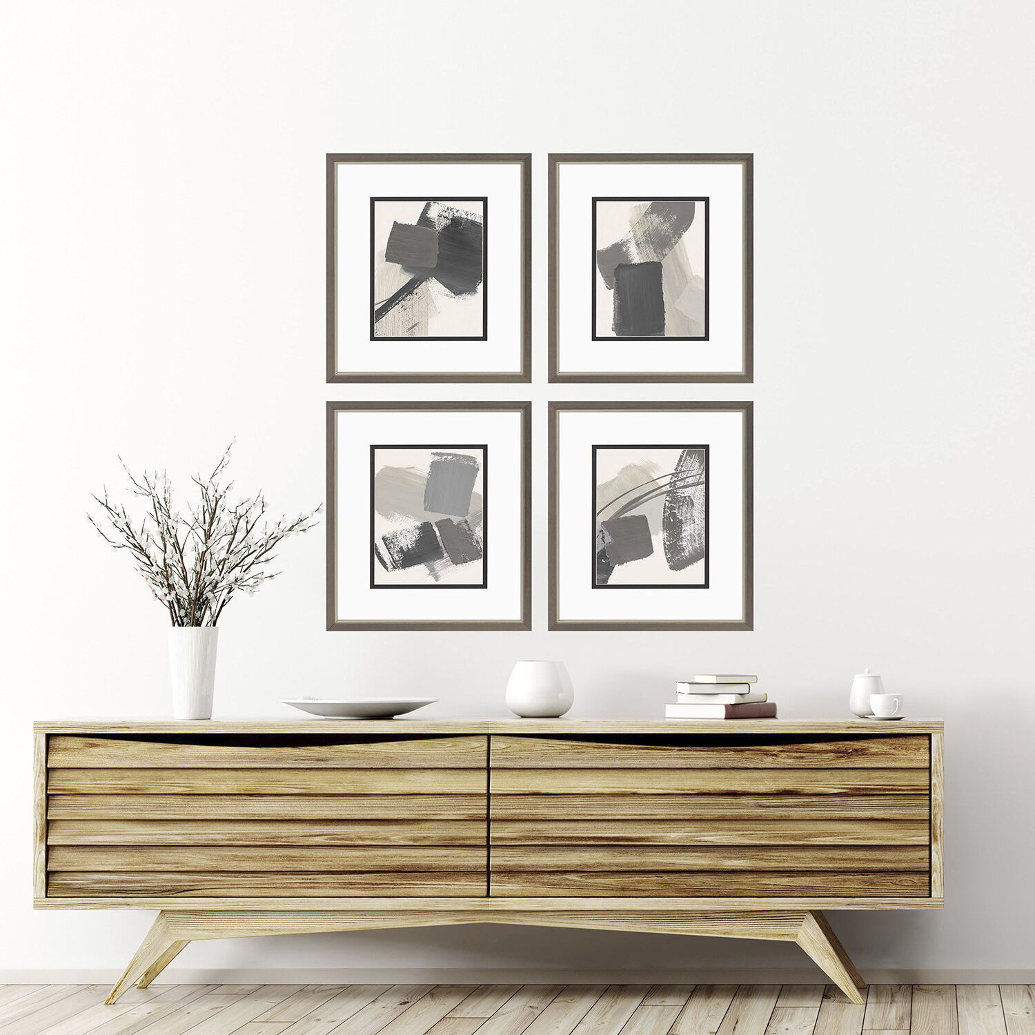 Abstract Brown and Gray and Neutral Framed Art, Propac