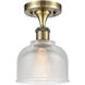 Ballston Dayton LED 6 inch Antique Brass Semi-Flush Mount Ceiling Light in Clear Glass, Ballston