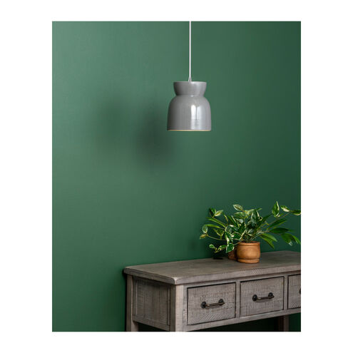 Radiance Collection 1 Light 8 inch Gloss Grey Pendant Ceiling Light