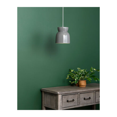 Radiance Collection 1 Light 8 inch Gloss Grey Pendant Ceiling Light