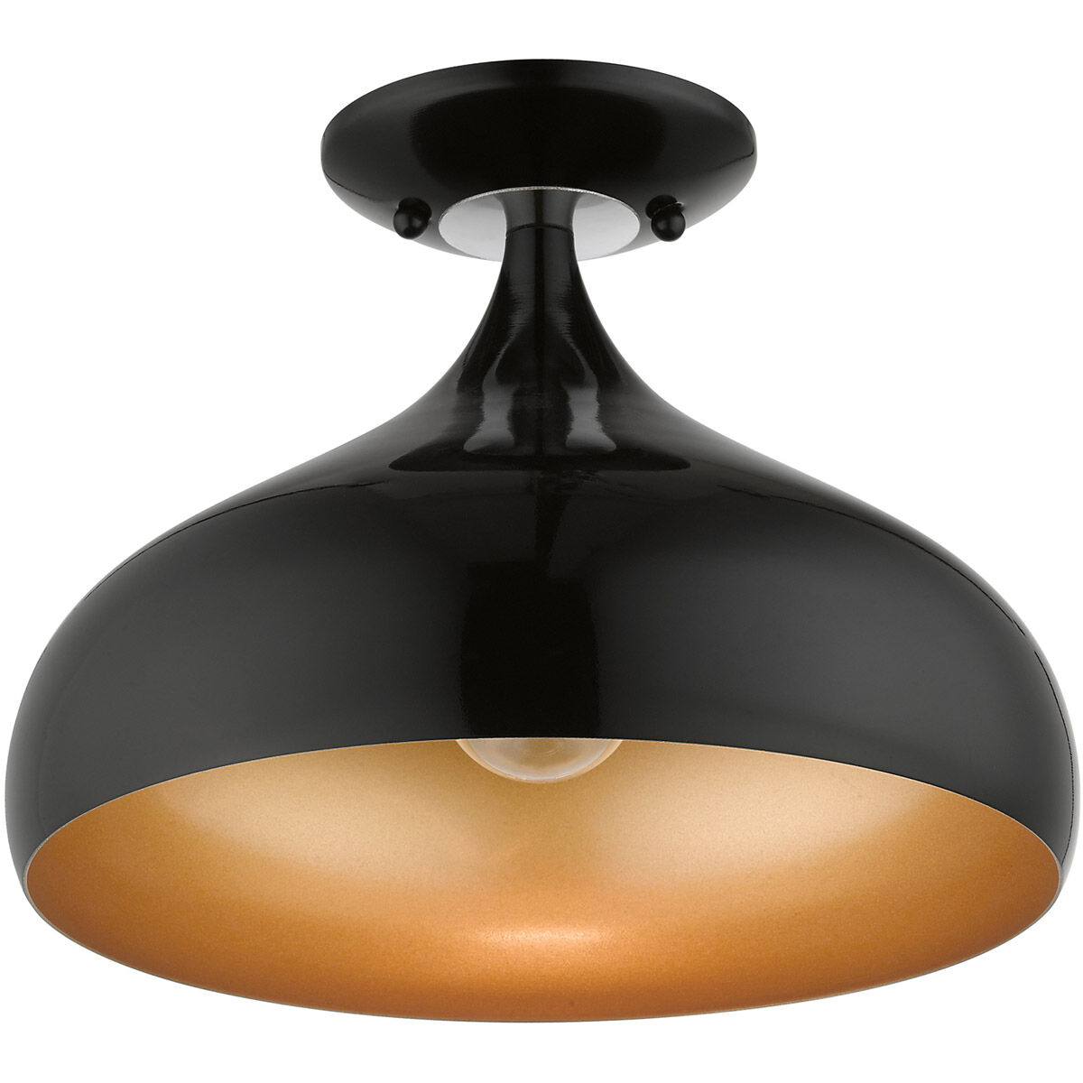 Amador 1 Light 12 inch Shiny Black with Polished Chrome Accents Semi-Flush Mount Ceiling Light
