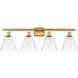 Ballston Ballston Cone 4 Light 38 inch Satin Gold Bath Vanity Light Wall Light in Clear Glass