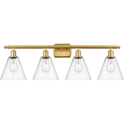 Ballston Ballston Cone 4 Light 38 inch Satin Gold Bath Vanity Light Wall Light in Clear Glass