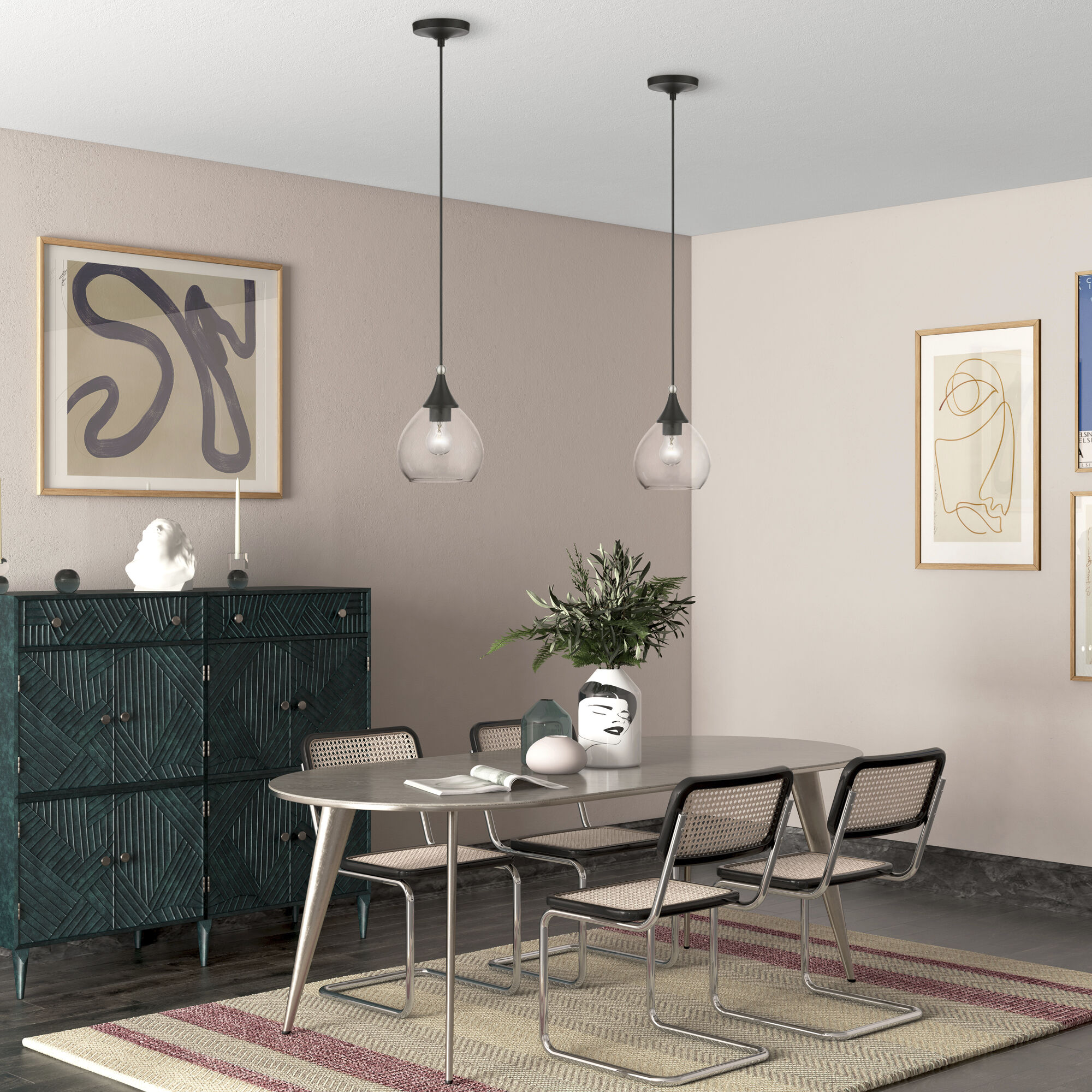 Catania 1 Light 7 inch Black with Brushed Nickel Accents Mini Pendant Ceiling Light