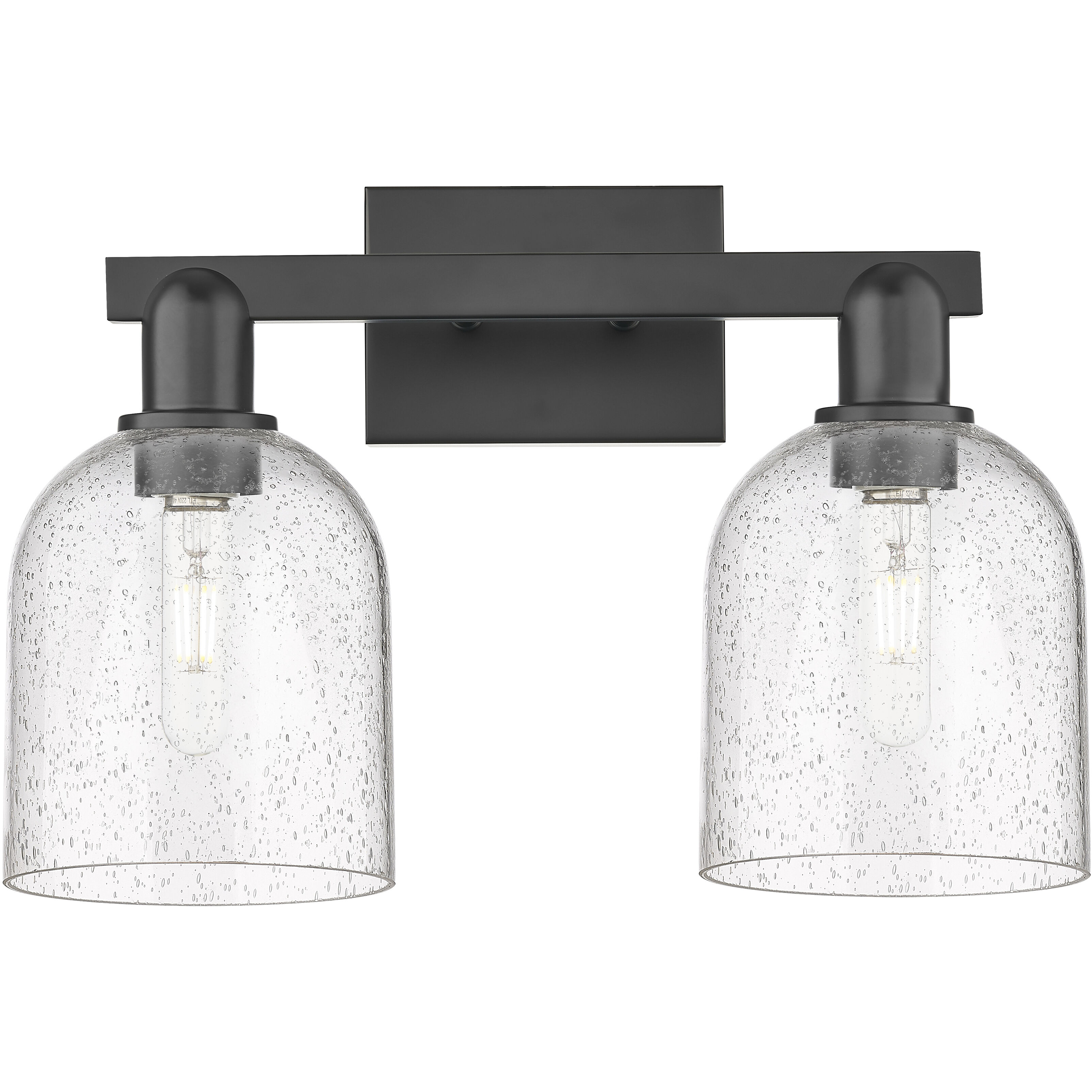 Arcadia Bella 2 Light 16.5 inch Matte Black Bath Vanity Light Wall Light in Seedy