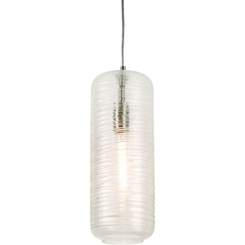 Montauk 1 Light 6 inch Satin Nickel Pendant Ceiling Light in Clear Swirl Glass