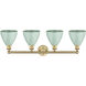 Plymouth Dome 4 Light 34.5 inch Brushed Brass Bath Vanity Light Wall Light in Seafoam