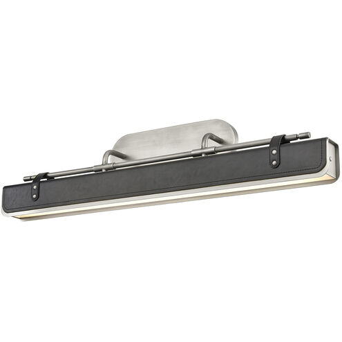 Valise LED 39.96 inch Aged Nickel and Tuxedo Leather Bath Vanity Wall Light