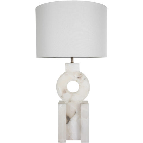 Kelsey 33.5 inch Feather White Linen / Brushed Copper / Alabaster Table Lamp Portable Light