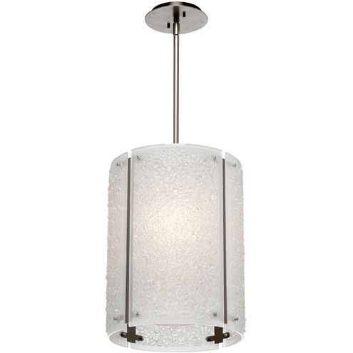 Textured Glass LED 12.4 inch Graphite Pendant Ceiling Light in Rimelight Frosted, 2700K LED, Oversized
