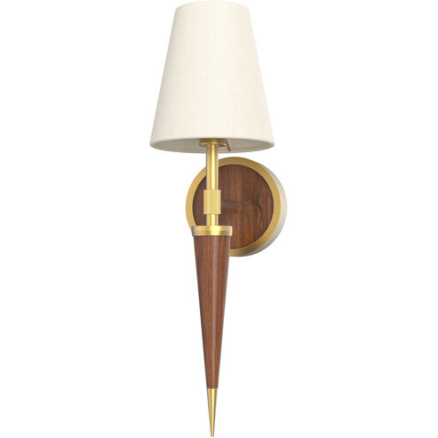 Kimpton 1 Light 5 inch Vintage Brass Vanity Light Wall Light in Vintage Brass / Walnut, Walnut