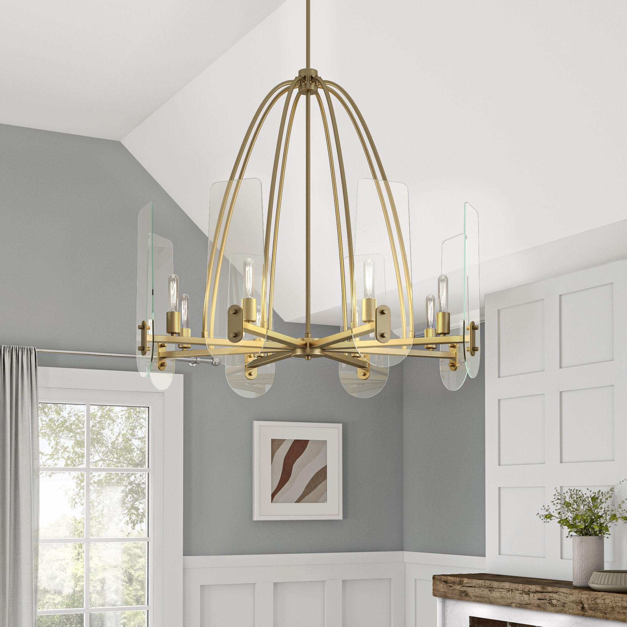 Bergen Beach 8 Light 28 inch Brushed Gold Chandelier Ceiling Light